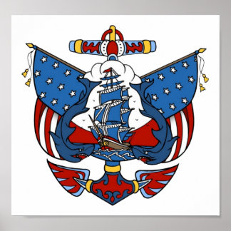 Arte de tatuaje náutico vintage de Estados Unidos