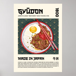 Arte de Tazón de Carne de Gyudon Japonés Tradicion