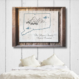 Arte de tela de estado de marco de madera rústica