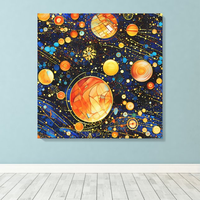 Arte de tela de galaxia dorada celestial (Insitu (piso de madera))