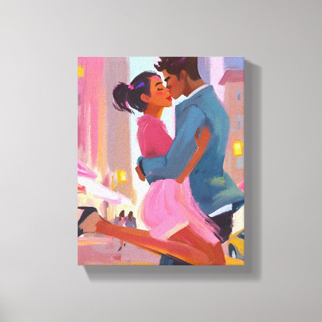 Arte de tela de parejas románticas - Amor vibrante (Anverso)