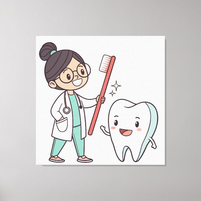 Arte de tela dental y dental feliz (Anverso)