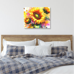 Arte de tela estirada - Hermoso girasol amarillo