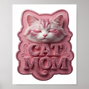 Arte de texto 3D Artístico Rosa CAT MOM