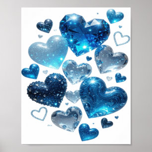 Arte de texto 3D cautivador de corazones azules pl
