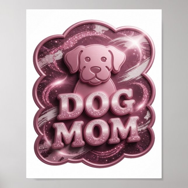 Arte de texto 3D Cool Pink DOG MOM (Frente)