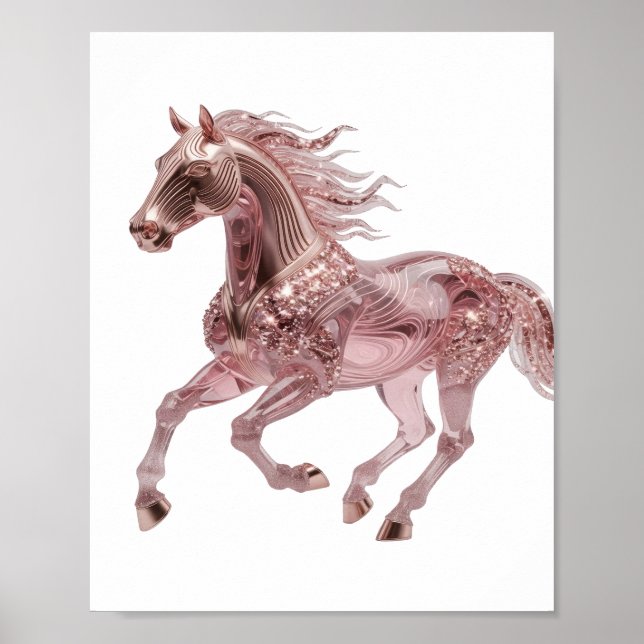 Arte de texto 3D de CABALLO ROSE GOLD plateado icó (Frente)