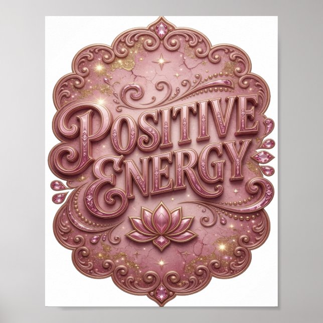 Arte de texto 3D de energía positiva rosa fresca (Frente)