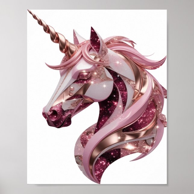 Arte de texto 3D de UNICORNIO plateado Chic (Frente)
