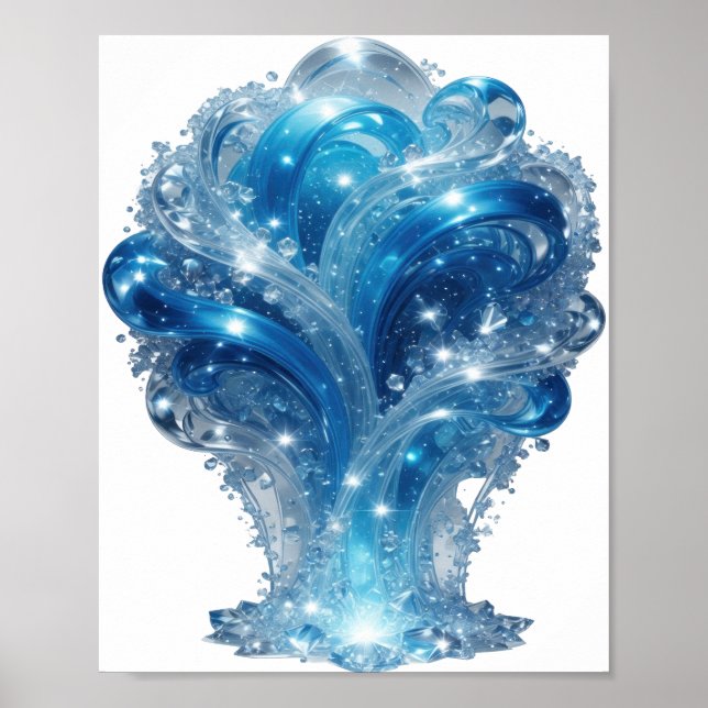 Arte de texto 3D del ELEMENTO DE AGUA Azul de moda (Frente)