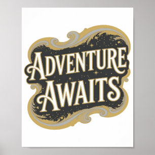 Arte de texto 3D en oro moderno AVENTURA ESPERA