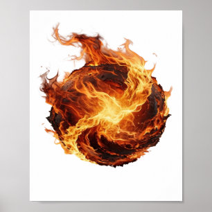 Arte de texto 3D en plata limpia BOLA DE FUEGO