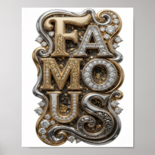Arte de texto 3D FAMOSO de plata moderna