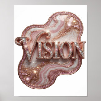 Arte de texto 3D Icono VISION en oro