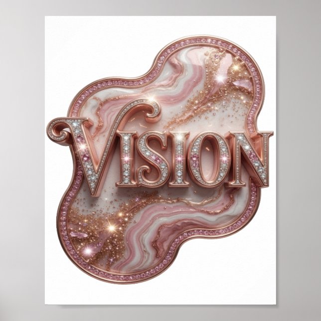 Arte de texto 3D Icono VISION en oro (Frente)