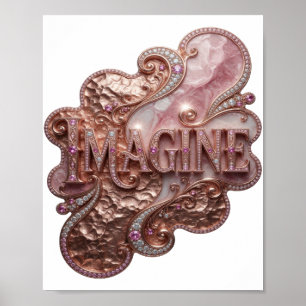 Arte de texto 3D IMAGINA Dorado Elegante