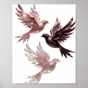 Arte de texto 3D ROSE GOLD Vibrante Plata AVES