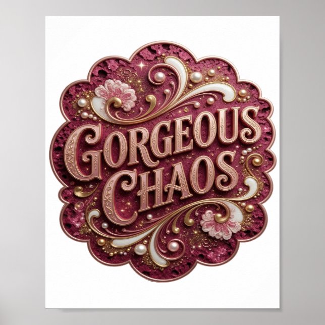 Arte de texto 3D Sharp Gold GORGEOUS CHAOS (Frente)