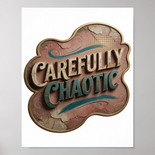 Arte de texto 3D Snappy Gold CAREFULLY CHAOTIC (Frente)