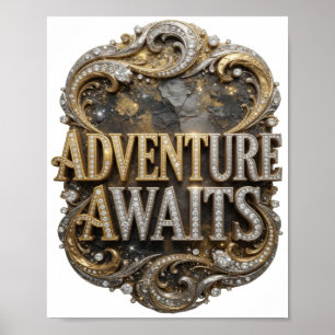 Arte de texto en 3D Cool Gold AVENTURA ESPERA