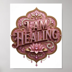 Arte de texto en 3D Modern Gold I AM HEALING