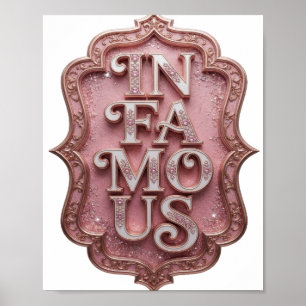 Arte de texto en 3D rosa atrevido y famoso