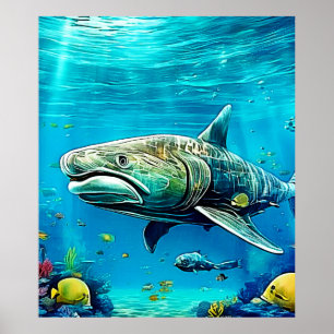 Arte de tiburón depredador del océano