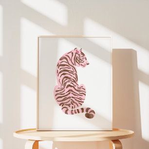 Arte de Tigre con Acuarela Rosa