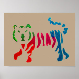 Arte de tigre de rayas arcoiris