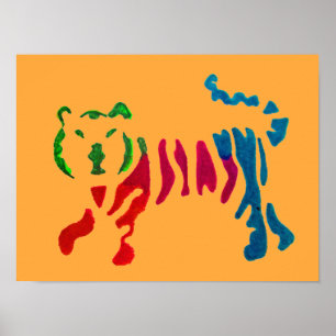Arte de tigre de rayas arcoiris