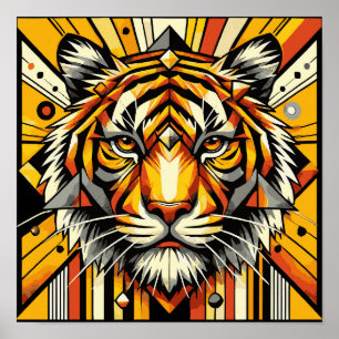 Arte de tigre geométrico - Diseño audaz y simétric
