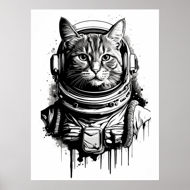 Arte de Tinta de Gato Astronauta (Frente)