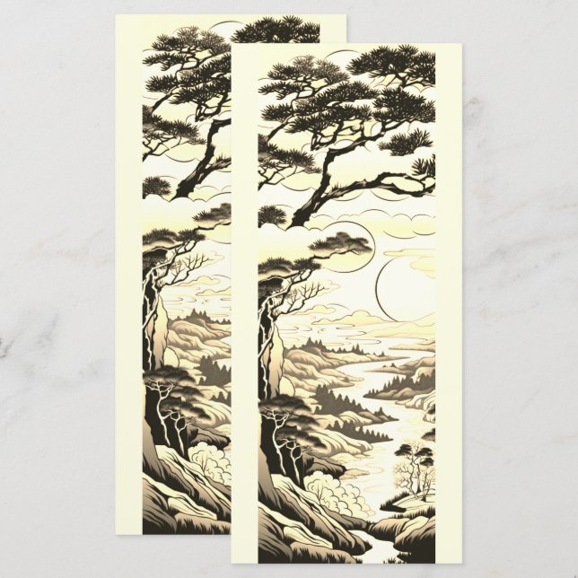 Arte de tinta paisajista japonés n° 2 (Anverso / Reverso)