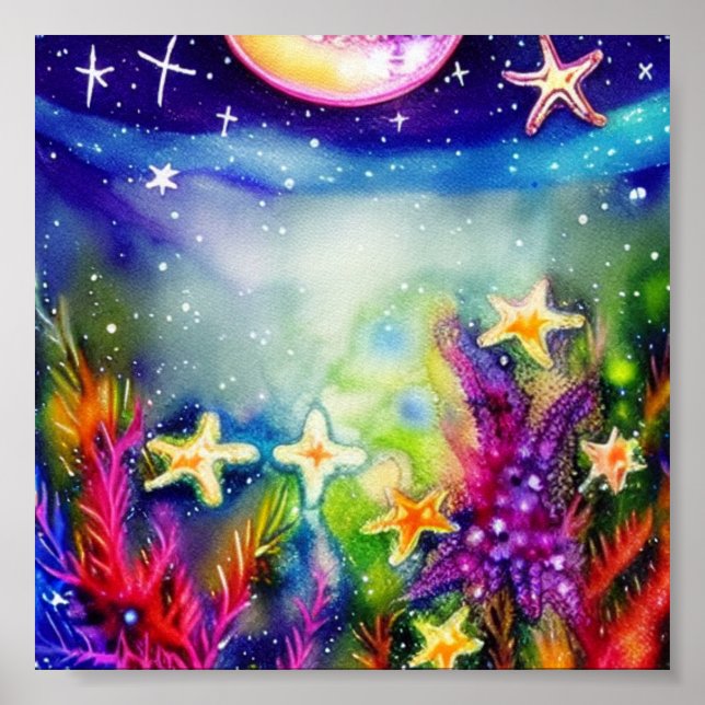 Arte de tinta y agua de estrella de mar (Frente)
