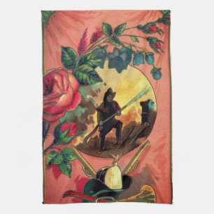 Arte de toallas para bomberos de los años 1880