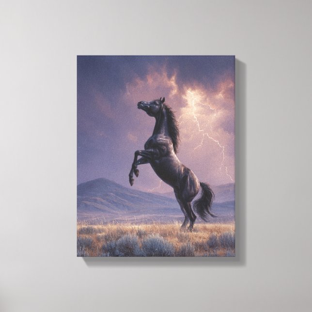Arte de Tormenta con Caballo Negro Alzándose (Anverso)