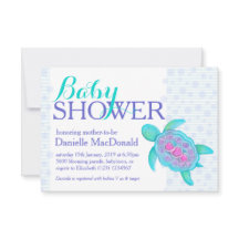 Arte de tortuga ducha de bebé aqua invitaciones pú