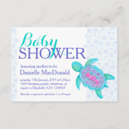 Arte de tortuga ducha de bebé aqua invitaciones pú