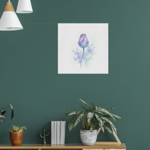 Arte de Tulipán de Acuarela Púrpura Flo Botánico