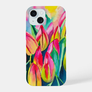 Arte de tulipanes color agua rosa