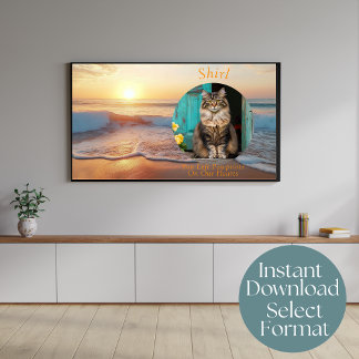 Arte de TV personalizado para memorial de gato de 