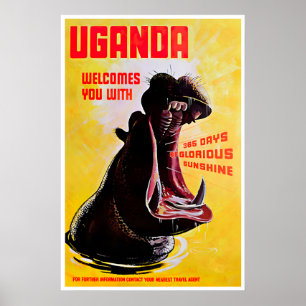 Arte de Uganda África Póster de Viaje Impresión Pa