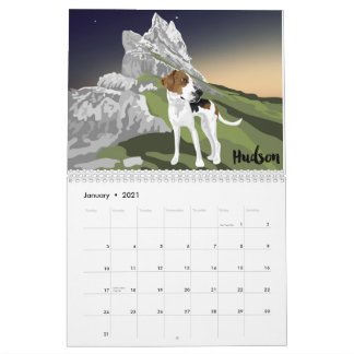 Arte de un Calendario de Coonhound 2021
