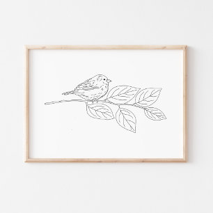Arte de un lindo boceto de pájaro dibujado a mano