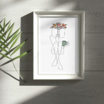 Arte de una sola línea de lectura de un Chica de l