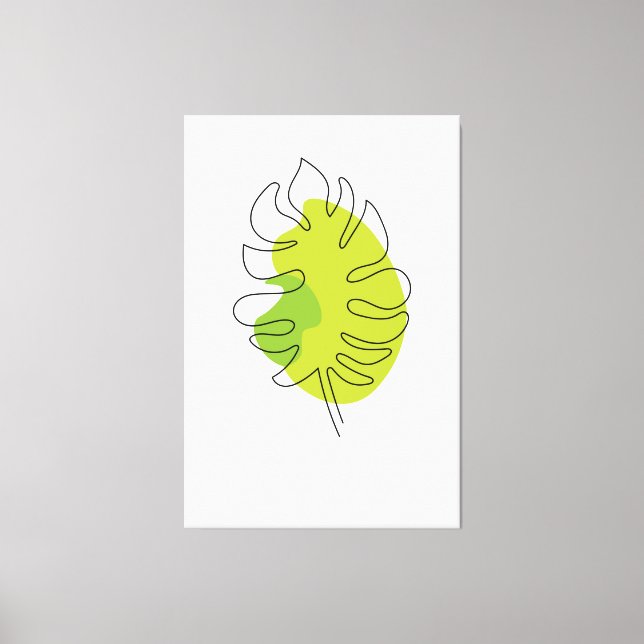 Arte de una sola línea tropical aislado follaje (Anverso)