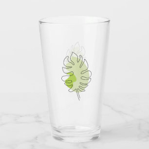 Arte de una sola línea tropical aislado follaje ve