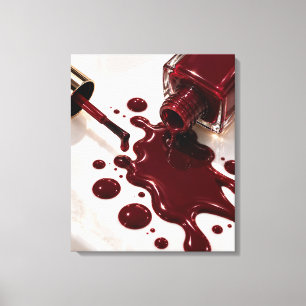 Arte de uñas rojas en lienzo estirado