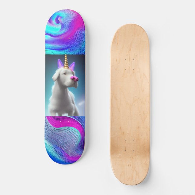 Arte de Unicorn Puppy en skateboard para chica de  (Anverso)