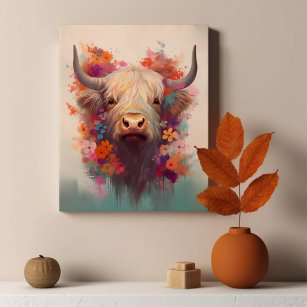 Arte de vaca en el Highland Imprimir decoración de